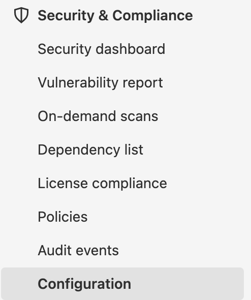 security and compliance drop down menu