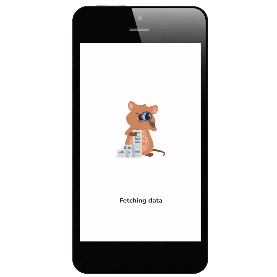 iPhone with a Quokka animal holding a magnifying glass gif