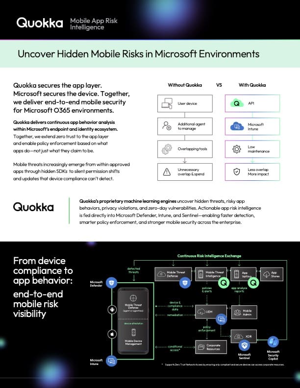 Thumbnail of Solution Brief for Q-scout Mobile App Risk Intelligence with Microsoft for Mobile App Risk Intelligence